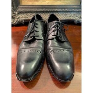 Stacy Adams Mens Black Leather Cap Toe Brogue Oxford Dress Shoe Size 13
